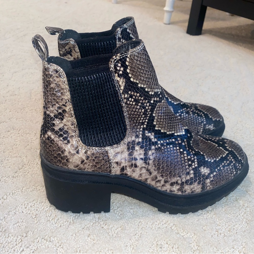 Snake skin booties